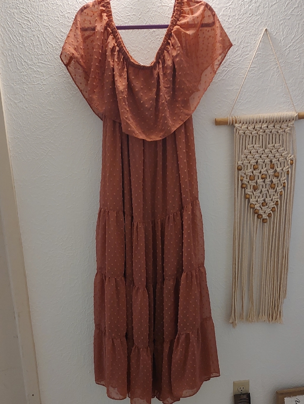 Rust Swiss Dot Tiered Maxi Dress - Baltic Born